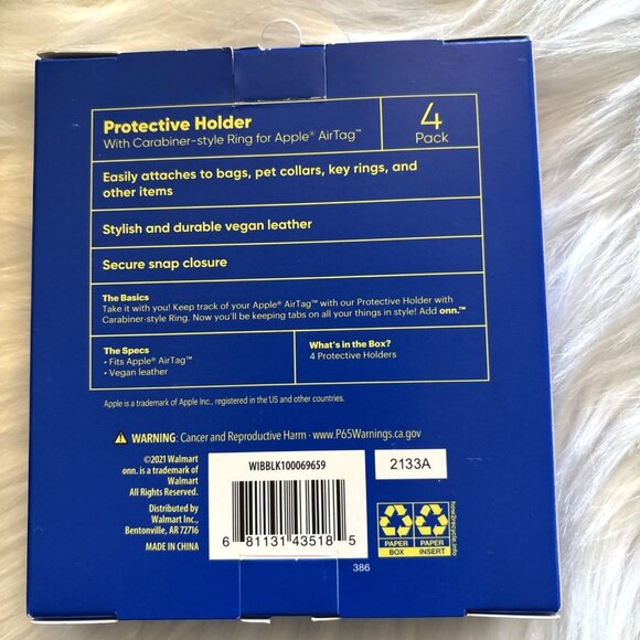 Add Onn. Protective Holder With Carabiner-Style Ring For Apple AirTag 4 Pack - Picture 2 of 2